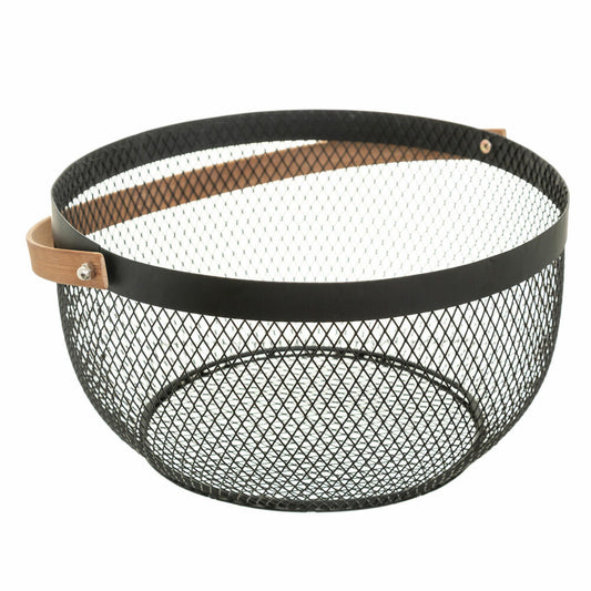 5five Simply Smart Storage Basket Mesh, Fruit Basket with Handle, Metal, Bamboo, 29 cm, 162151