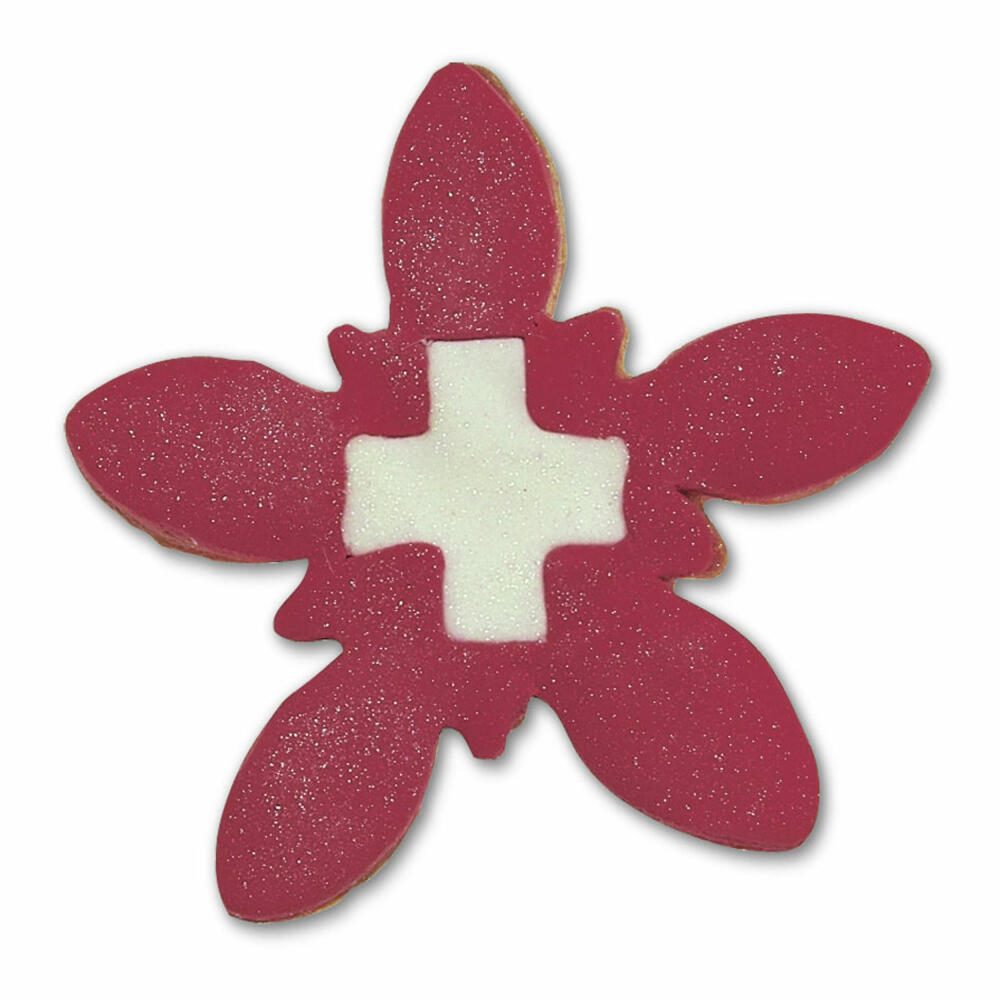 Städter Ausstecher Edelweiß mit Kreuz, Ausstechform, Plätzchenform, Keks, Plätzchen, Weißblech, Ø 6.5 cm, 200142