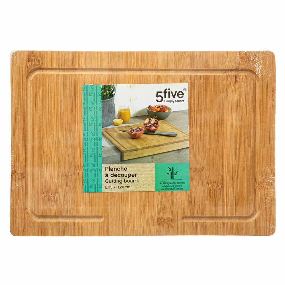 5five Simply Smart cutting board with edge support, kitchen board, bamboo, 35 x 24 cm, 151177