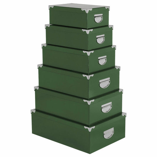 5 Five Simply Smart Aufbewahrungsboxen-Set Plain Green 6-tlg., Pappe, Edelstahl, Grün, 160314C