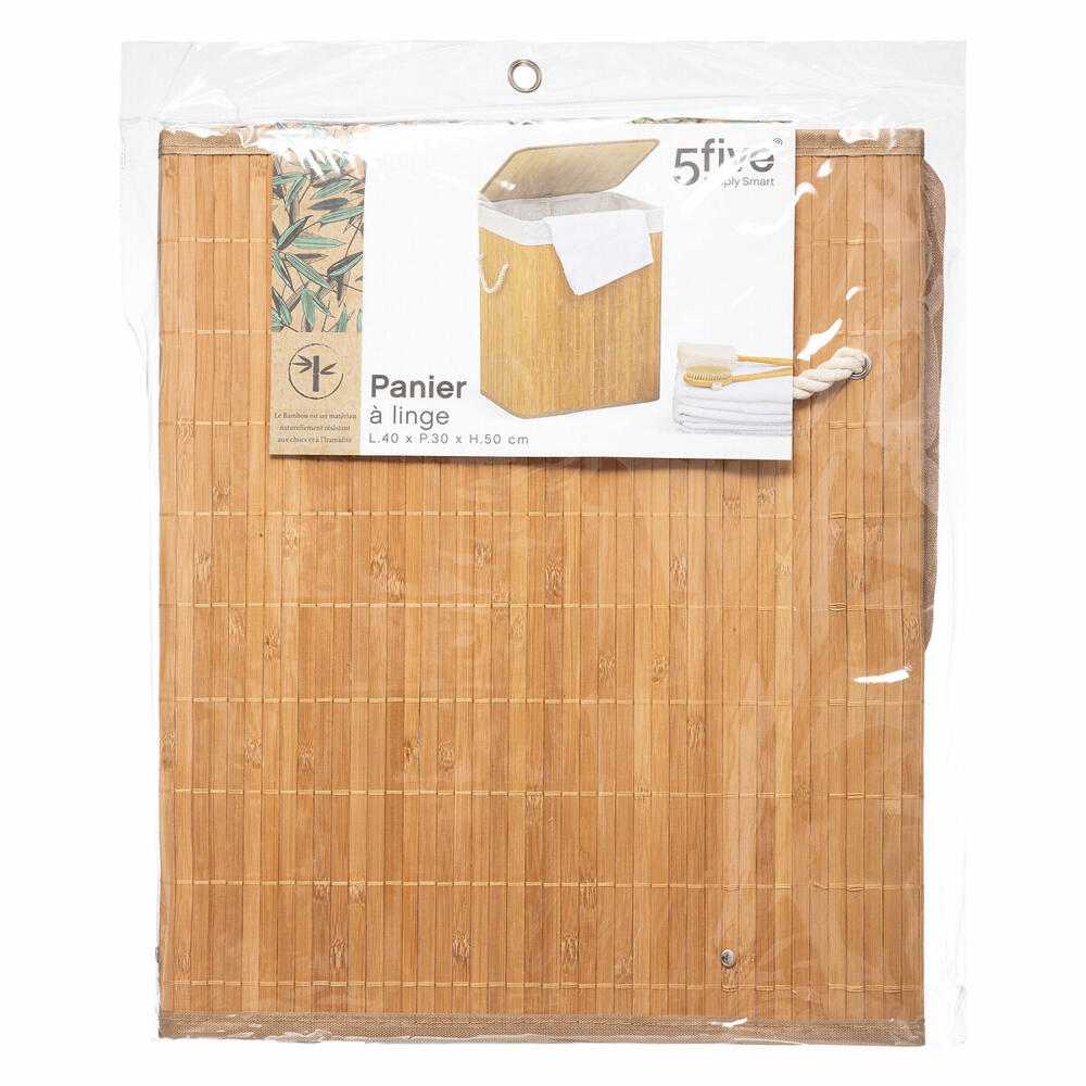 5Five Simply Smart Wäschekorb, faltbare Wäschetonne, Bambus, Polyester, 50 cm, 161045A