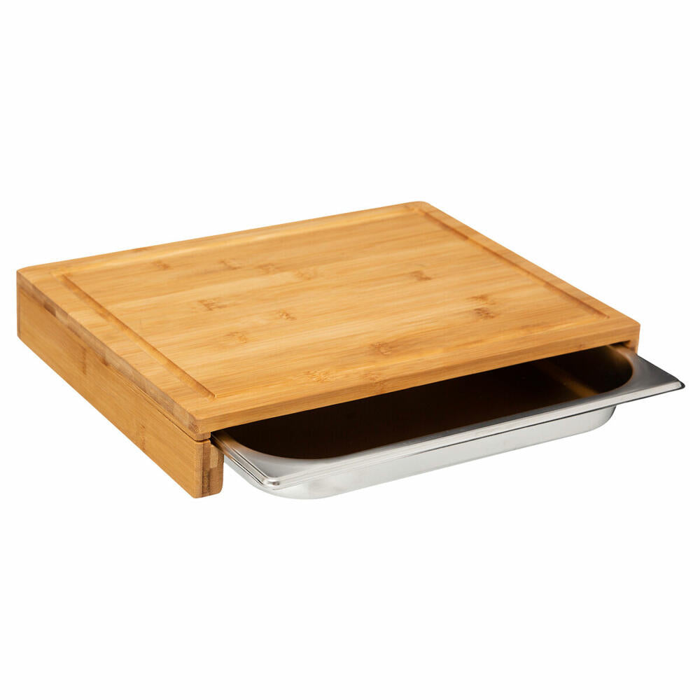 5five Simply Smart cutting board with stainless steel drawer, kitchen board, bamboo, 35 x 28 cm, 151418