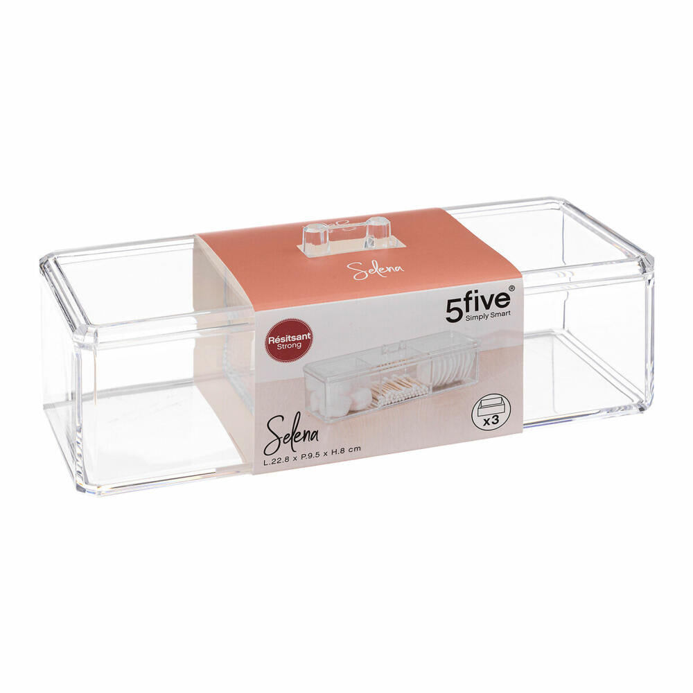 5five Simply Smart cosmetic storage box Selena with 3 compartments, plastic, 22.8 x 9.5 x 8 cm, 155907