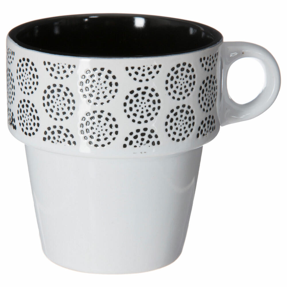 SG Secret de Gourmet Coffee Cups Set of 6 with Stand, Mug, Ceramic, Black / White, 260 ml, 145445