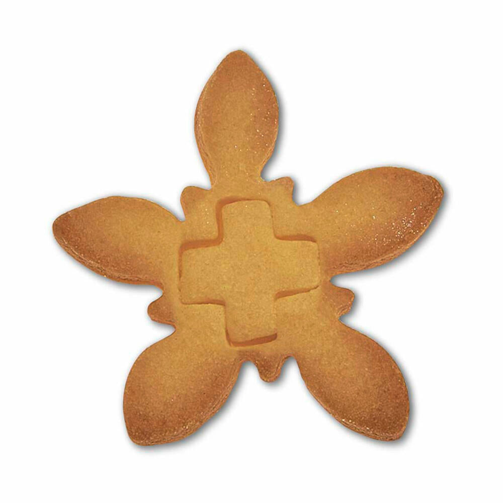 Städter Ausstecher Edelweiß mit Kreuz, Ausstechform, Plätzchenform, Keks, Plätzchen, Weißblech, Ø 6.5 cm, 200142