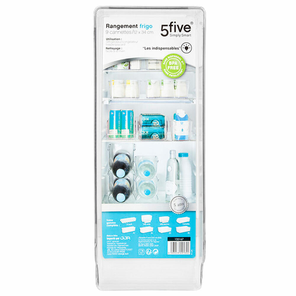 5five Simply Smart Kühlschrankablage Smart Fridge für 9 Dosen, PET-Kunststoff, Transparent, 135167