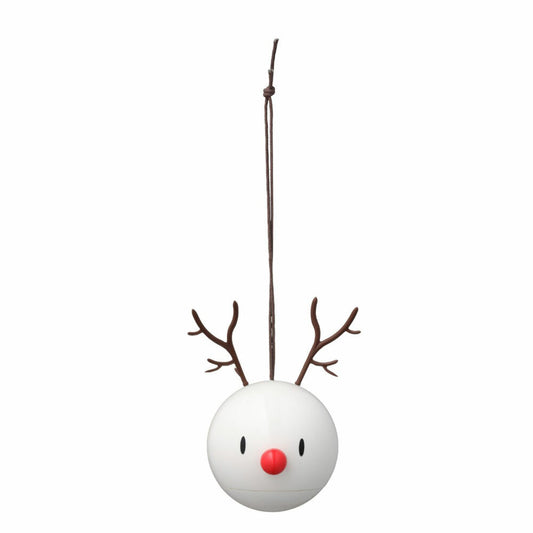 Hoptimist Reindeer Ornament, 2er Set, Rentier Anhänger, Weihnachten, Dekoidee, Dekoration, Kunststoff, Weiß, Ø 6 cm, 26096