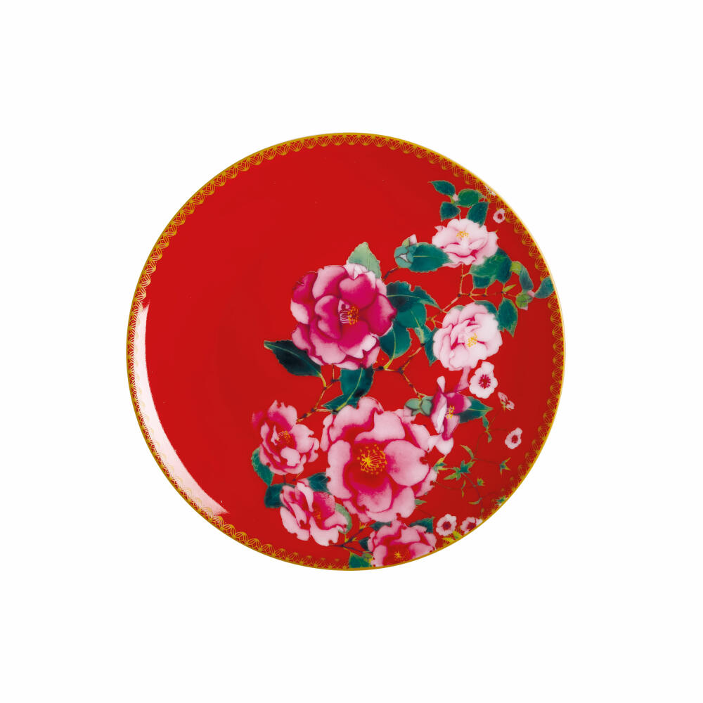 Maxwell & Williams TC Silk Road Teller, Kuchenteller, Desserteller, in Geschenkbox, Porzellan, Rot, Ø 19.5 cm, HV0165