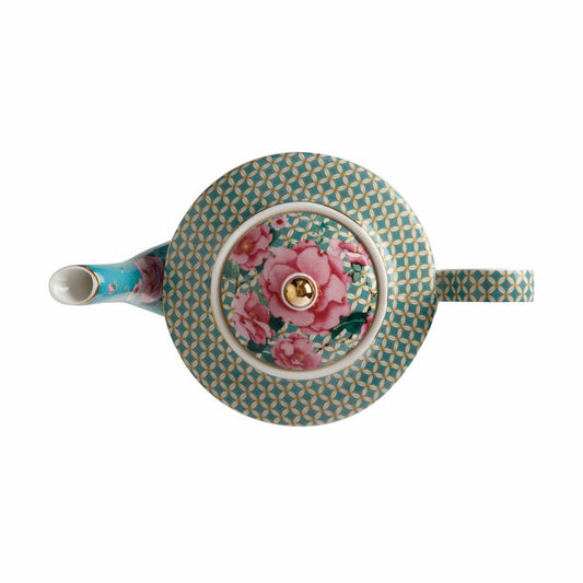 Maxwell & Williams TC Silk Road Teekanne mit Sieb, Kanne, in Geschenkbox, Porzellan, Aqua, 500 ml, HV0156