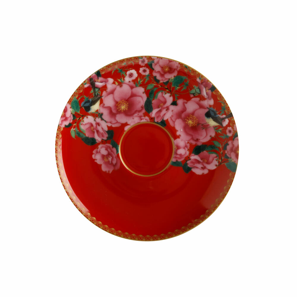 Maxwell & Williams TC Silk Road Tasse mit Untere, Teetasse, Kaffeetasse, in Geschenkbox, Porzellan, Rot, 200 ml, HV0161