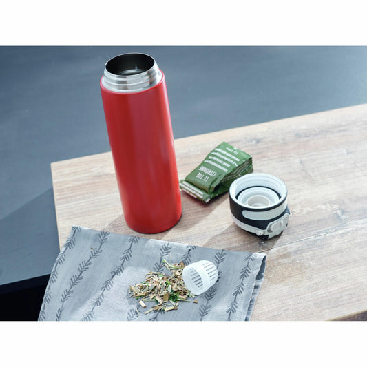 Leifheit Isolierbecher Flip red, Isobecher, Trinkbecher, Edelstahl, PP, Silikon, Rot, 600 ml, 3273