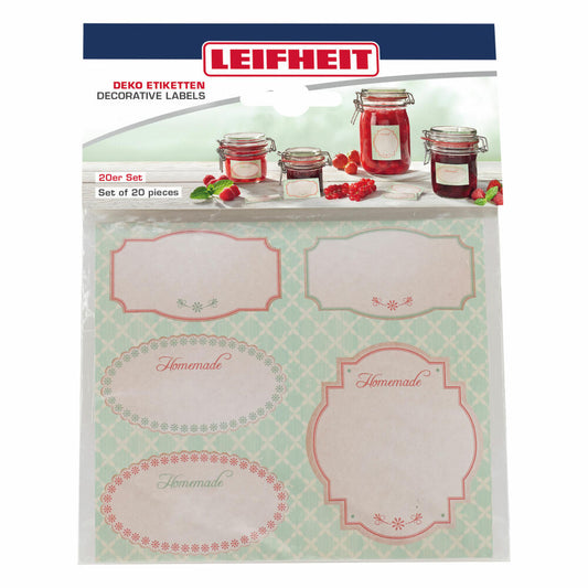 Leifheit decorative labels, set of 20, stickers, preserving jar stickers, pastel, 03217