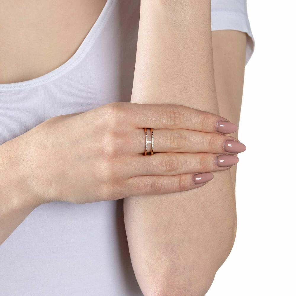 Leonardo Jewels Ring Altina Ciao, finger ring, fashion jewelry, size 17, stainless steel IP rose gold, zirconia, 021181