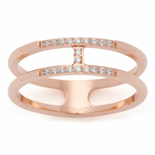 Leonardo Jewels Ring Altina Ciao, finger ring, fashion jewelry, size 16, stainless steel IP rose gold, zirconia, 021180