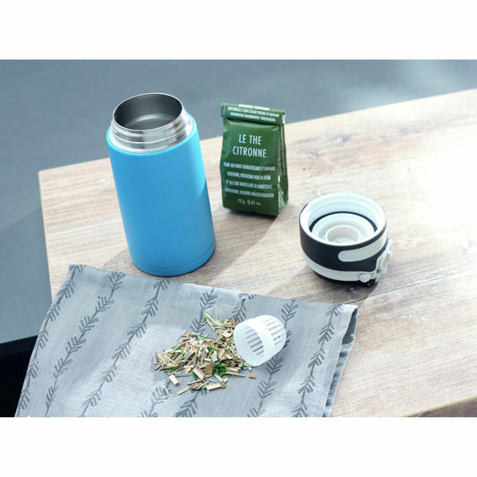 Leifheit Isolierbecher Flip light blue, Isobecher, Trinkbecher, Kunststoff, Edelstahl, Blau, 350 ml, 3248