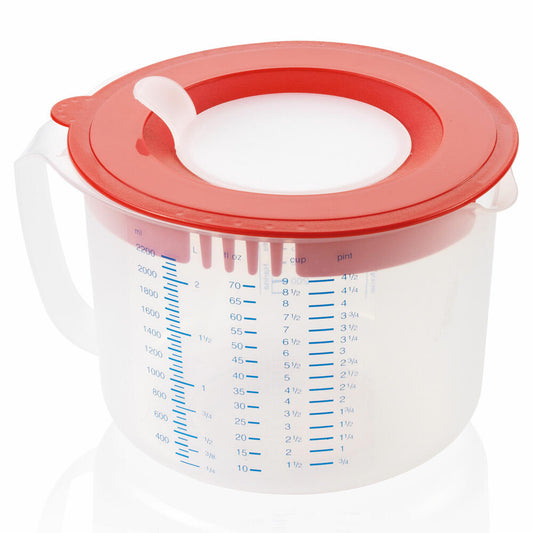 Leifheit 3 ​​in 1 Measuring Cup Measure &amp; Store with Splash Guard &amp; Lid, 2.2 L, Mixing Cup, Measuring Cup, 3169