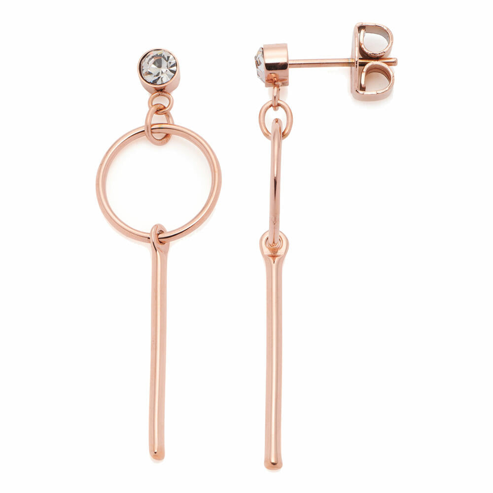 Leonardo Jewels Earrings Gima Ciao, Earrings, Fashion Jewelry, Stainless Steel IP Rose Gold, Crystal Stones, 021179