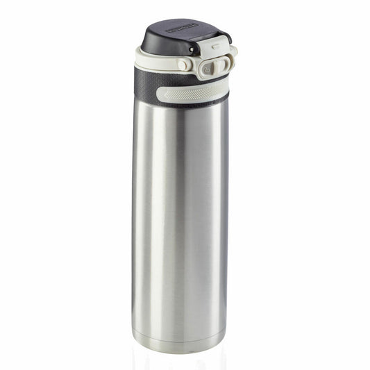 Leifheit Isolierbecher Flip silver, Isobecher, Trinkbecher, Edelstahl, PP, Silikon, Silber, 600 ml, 3272