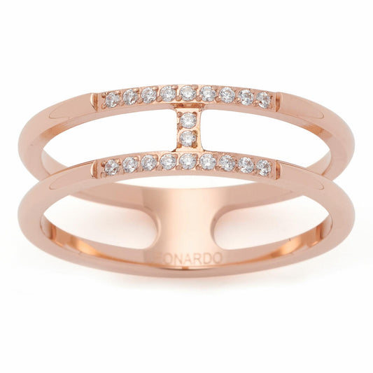 Leonardo Jewels Ring Altina Ciao, finger ring, fashion jewelry, size 17, stainless steel IP rose gold, zirconia, 021181