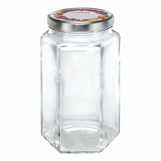 Leifheit hexagonal glass, simple jar, jam jar, jam jar, 1.7 L, 03212