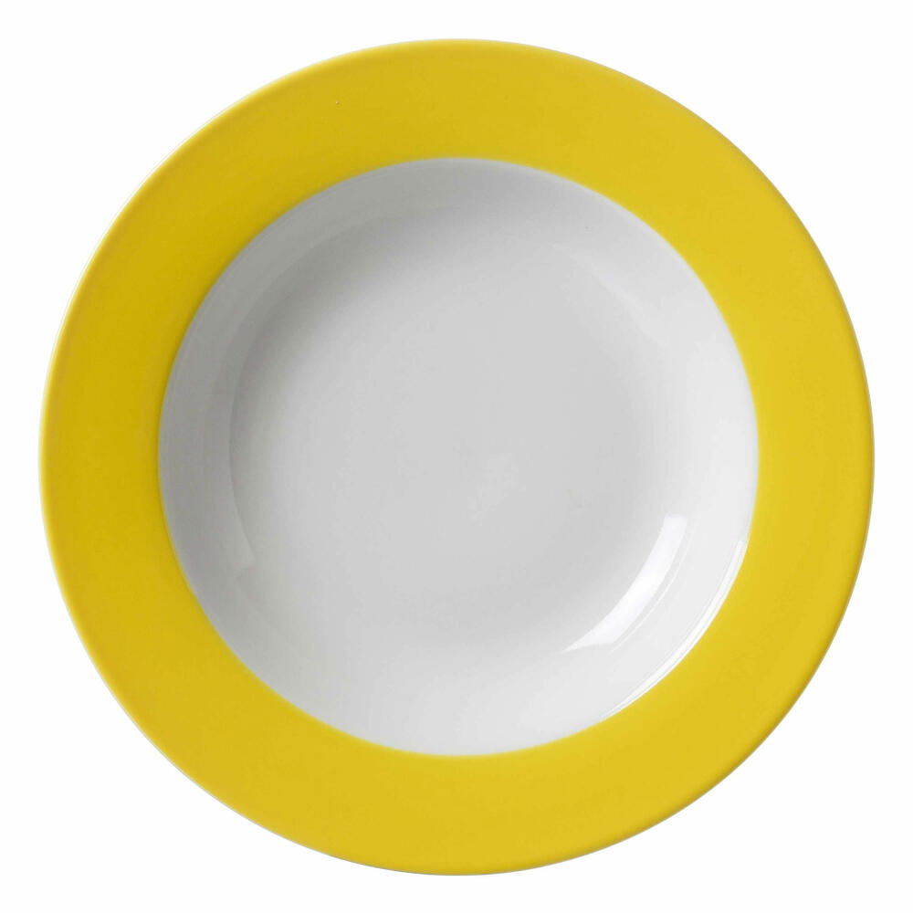 Ritzenhoff &amp; Breker Doppio Deep Plate, Soup Plate, Dinner Plate, Porcelain, Sun Yellow, Ø 22 cm, 565072