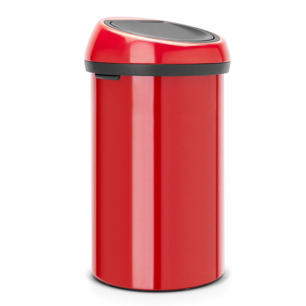 Brabantia Touch Bin, Mülleimer, Abfalleimer, Papierkorb, Deckel, Passion Red, Rot, 60 L, 402487