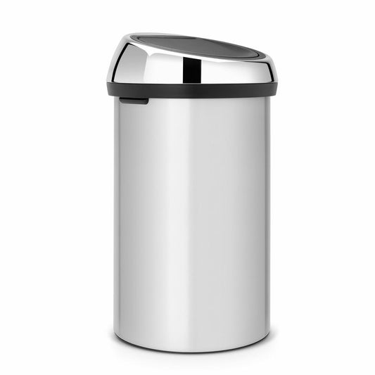 Brabantia Touch Bin, Mülleimer, Abfalleimer, Papierkorb, Deckel, Metallic Grey, Grau, 60 L, 402425