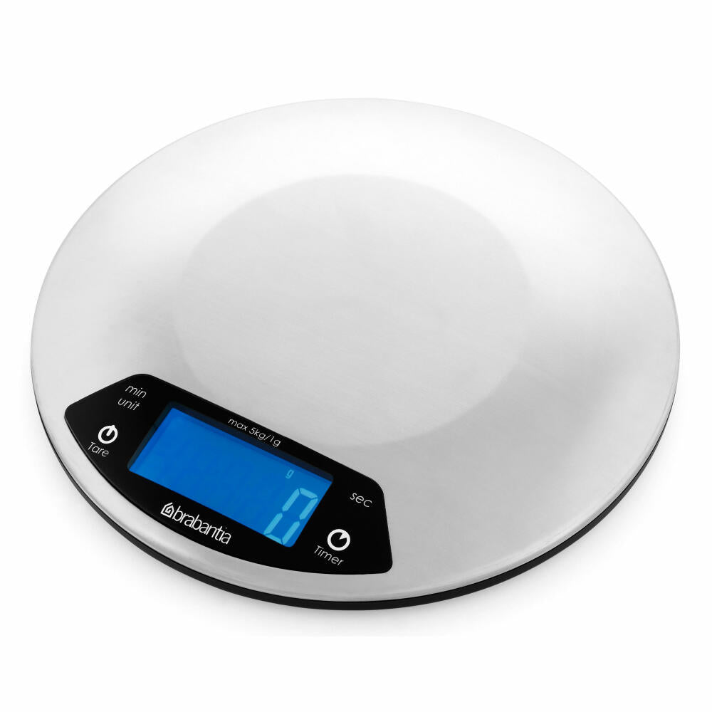 Brabantia Digital Kitchen Scale Profile round with timer function, matt stainless steel, 480560