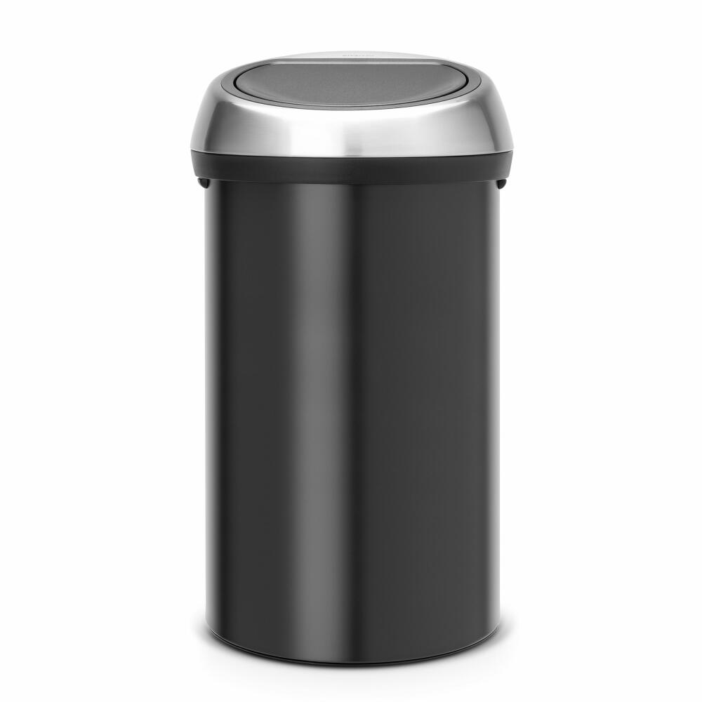 Brabantia Touch Bin, Mülleimer, Abfalleimer, Papierkorb, Deckel, Fingerprint Proof, Matt Black, Schwarz, 60 L, 402548