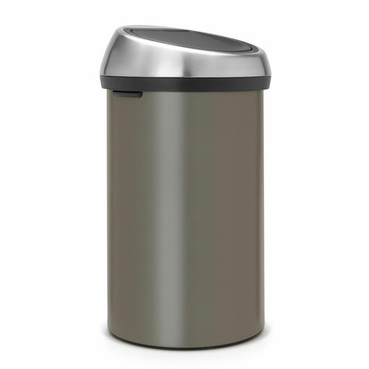 Brabantia Touch Bin, Mülleimer, Abfalleimer, Papierkorb, Deckel, Platinum, 60 L, 402463