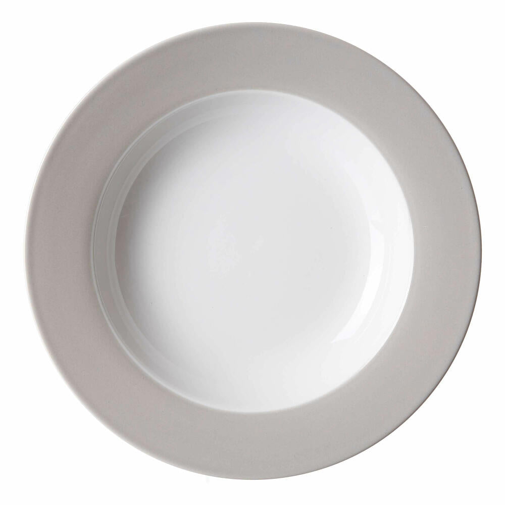 Ritzenhoff & Breker Doppio Teller Tief, Suppenteller, Speiseteller, Essteller, Porzellan, Grau, Ø 22 cm, 576863