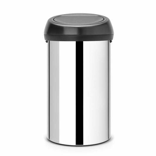 Brabantia Touch Bin, Mülleimer, Abfalleimer, Papierkorb, Deckel, Brilliant Steel, 60 L, 402586