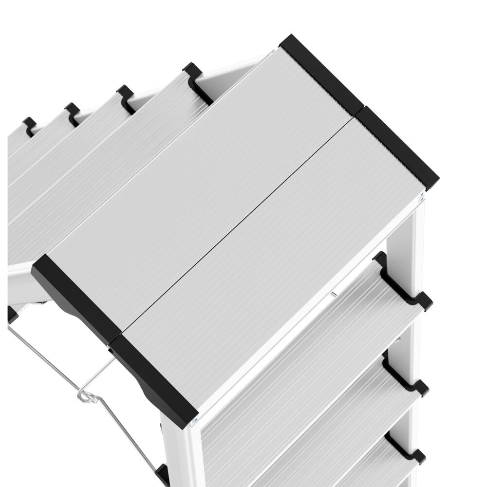 Hailo Stehleiter D60 StandardLine, Alu-Sicherheits-Doppelstufenleiter, Aluminium, Silberfarben, 2x5 Stufen, 8655-007