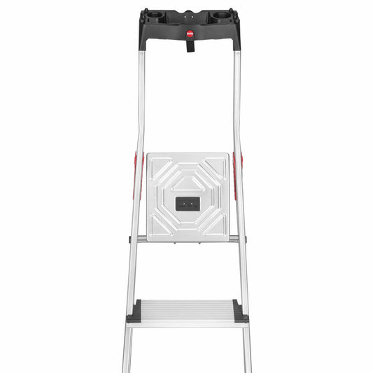 Hailo safety stepladder L80 ComfortLine, folding ladder, ladder, aluminum, silver, 3 steps, 8040-307