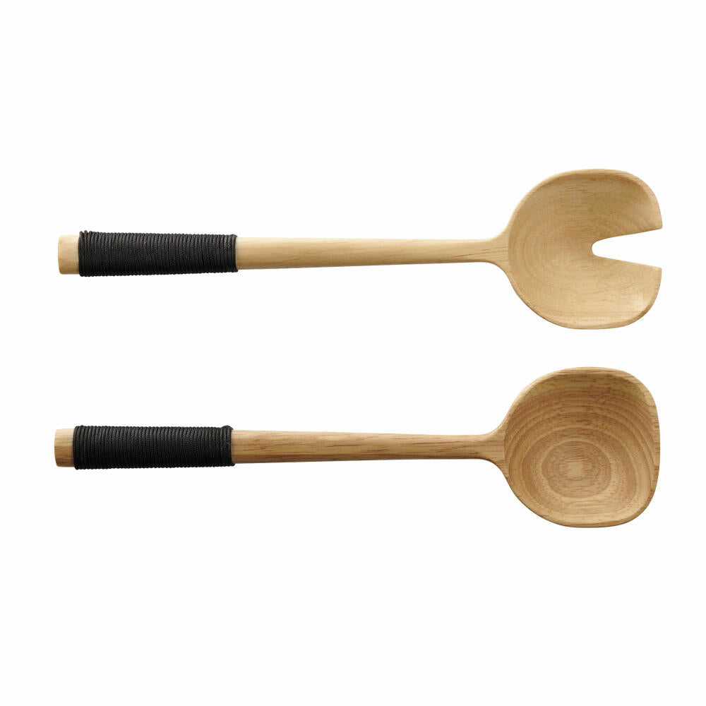 ASA Selection salad cutlery 2-piece with black nylon handle, rubberwood, brown, 24 cm, 53931970