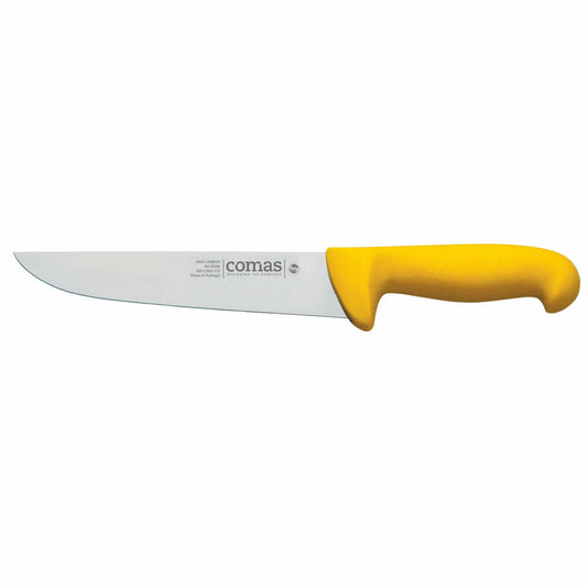 Comas butcher knife carbon, butcher knife, steel, PP, yellow, 20 cm blade, 10121