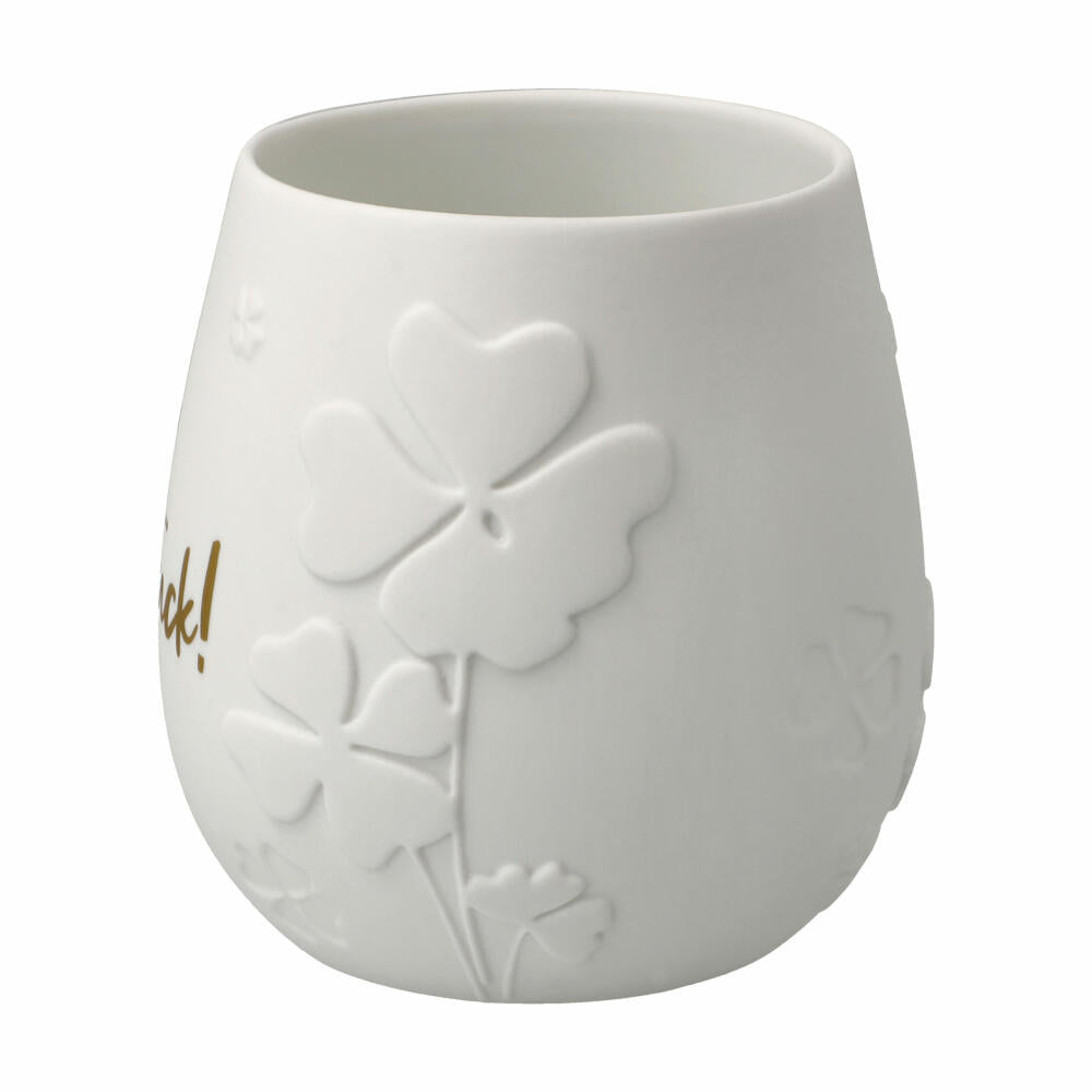 Goebel Windlicht Viel Glück!, Teelichthalter, Biskuit-Porzellan, Weiß, 10 cm, 23123391