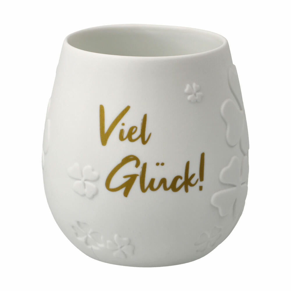 Goebel Windlicht Viel Glück!, Teelichthalter, Biskuit-Porzellan, Weiß, 10 cm, 23123391