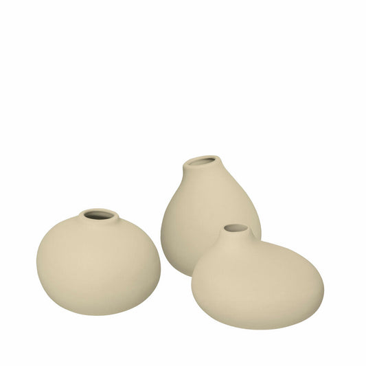 Blomus Vasen 3er-Set Nona Vanilla, Dekovasen, Blumenvasen, Porzellan, 66515