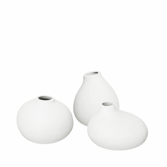 Blomus Vasen 3er-Set Nona White, Dekovasen, Blumenvasen, Porzellan, 66514