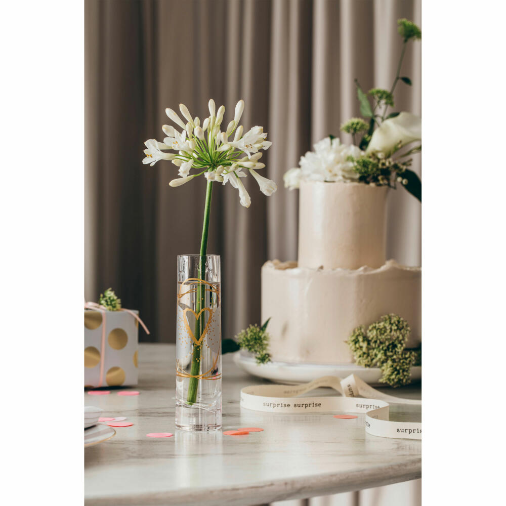 Leonardo Solifleurvase Emozione Glückwunsch, Blumenvase, Glasvase, Dekovase, Vase, Kalk-Natron Glas, H 16.6 cm, 022205
