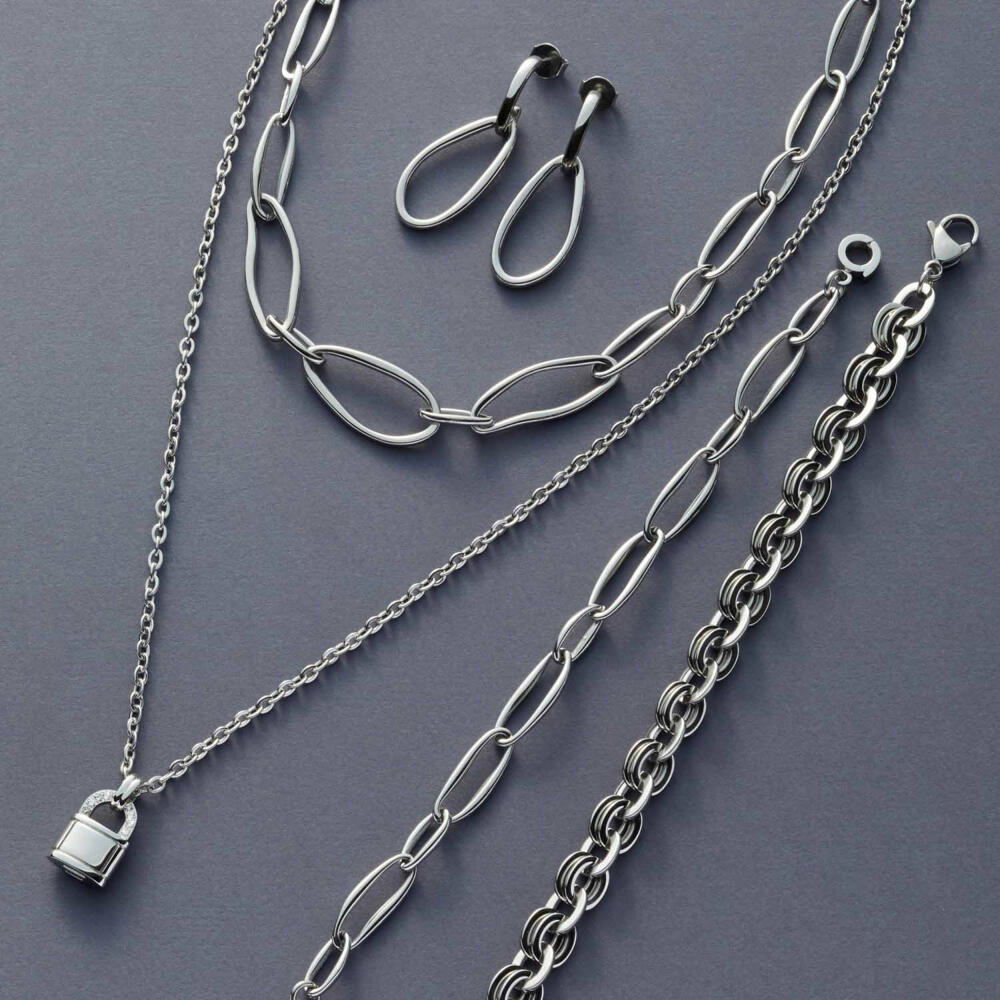 Leonardo Jewels Halskette Galera, Kette, Halsschmuck, Modeschmuck, Edelstahl, Silbern, 022153