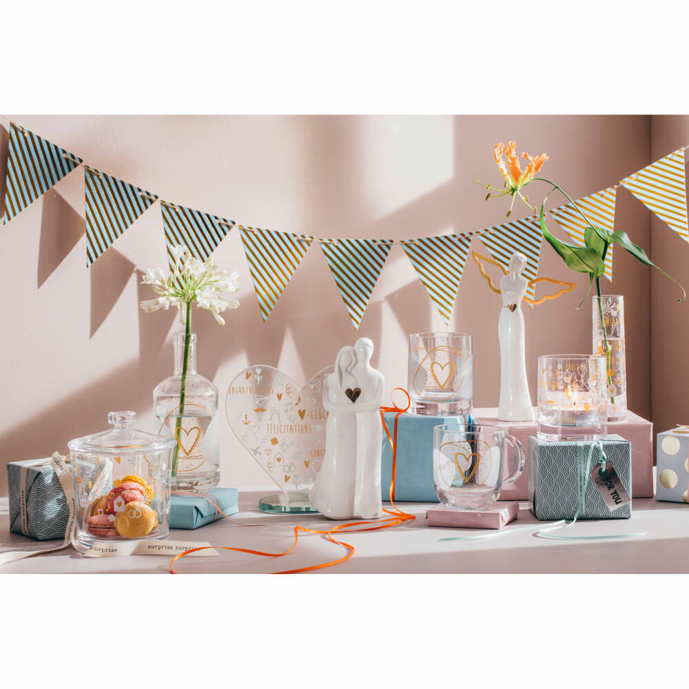 Leonardo Herzobjekt Emozione Glückwunsch, Deko-Objekt, Dekoration, Geschenk, Kalk-Natron Glas, H 18.6 cm, 022206