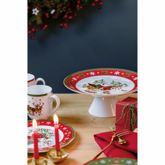 Hutschenreuther Tortenplatte auf Fuß groß Happy Wintertime, Tortenständer, Porzellan, Mehrfarbig, 27 cm, 02488-727470-12819