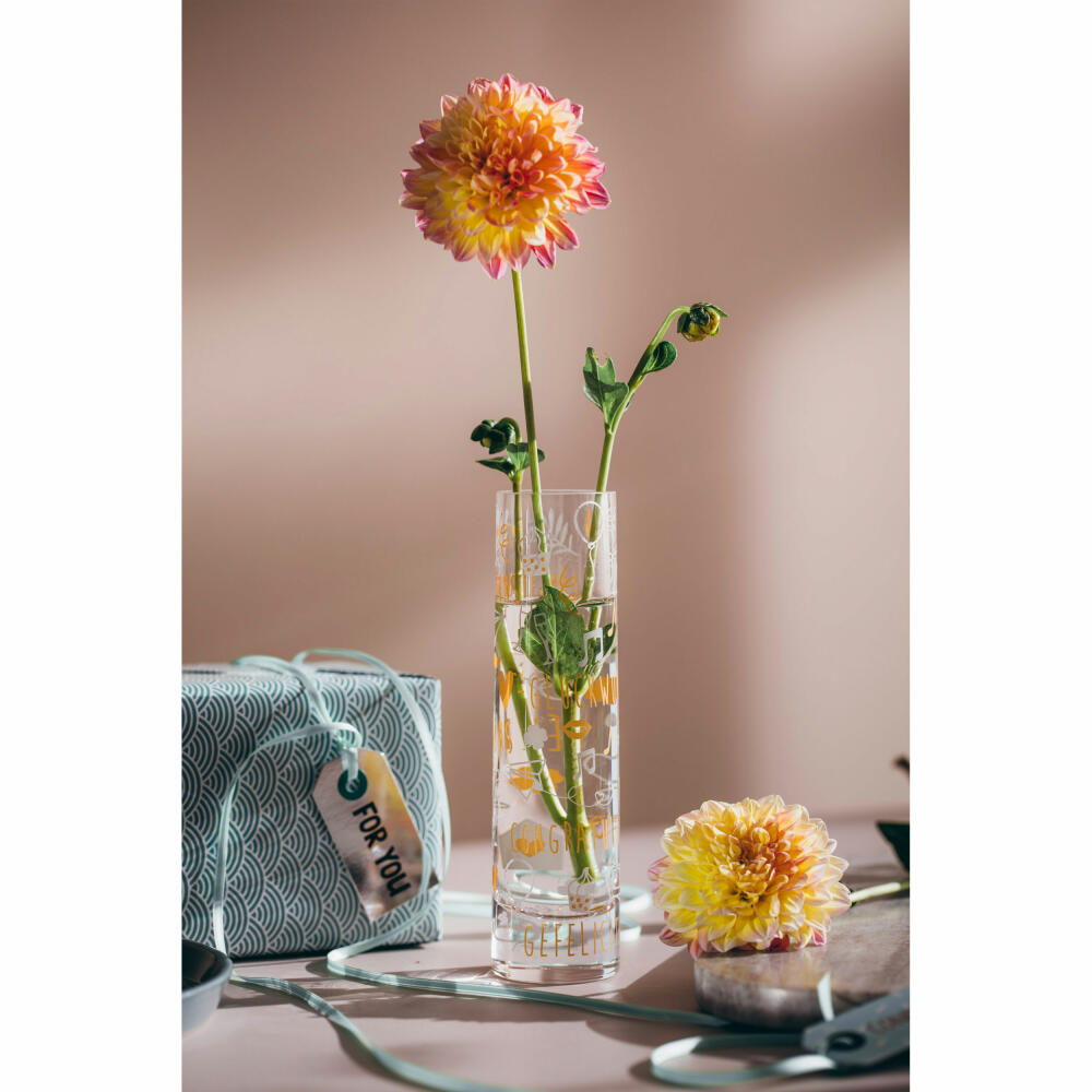 Leonardo Solifleurvase Emozione Glückwunsch, Blumenvase, Glasvase, Dekovase, Vase, Kalk-Natron Glas, H 16.6 cm, 022205