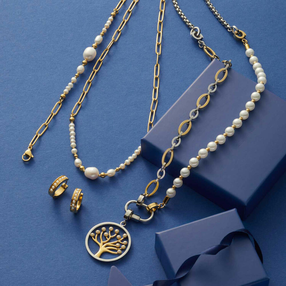 Leonardo Jewels Halskette Inka, Kette, Modeschmuck, Halsschmuck, Edelstahl, Golden, 022062