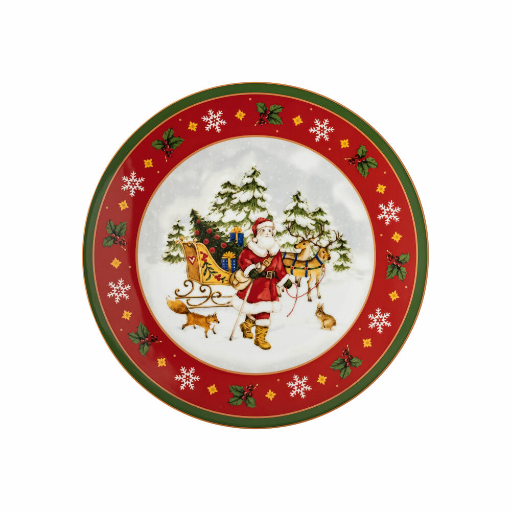 Hutschenreuther cake plate on foot large Happy Wintertime, cake stand, porcelain, multicolored, 27 cm, 02488-727470-12819