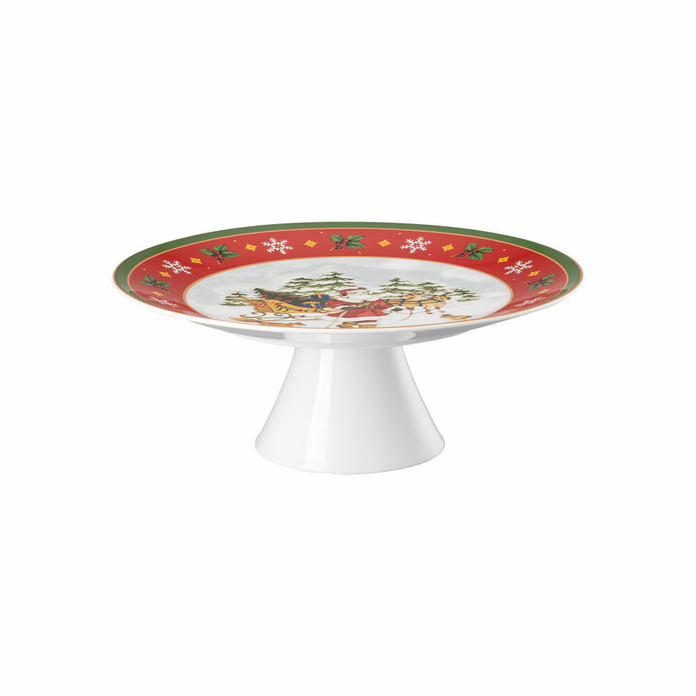 Hutschenreuther cake plate on foot large Happy Wintertime, cake stand, porcelain, multicolored, 27 cm, 02488-727470-12819