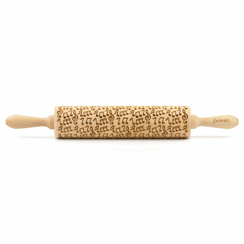 Folkroll rolling pin music, large, 43 cm, rolling pin, embossing roll, pattern, motif, roll, beech wood, 332771