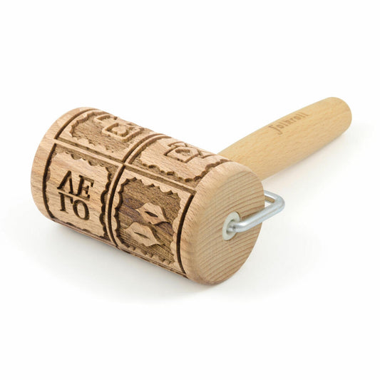 Folkroll rolling pin Love Message, mini, 9.5 cm, rolling pin, embossing roll, pattern, motif, roll, beech wood, 334096